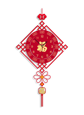 中国结新年挂钟新中式客厅福字时钟乔迁新居餐厅装饰钟表一件代发