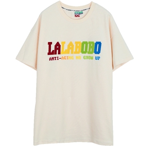 LALABOBO春季新品款可爱时尚彩虹男友短袖T恤女|LBCB-WSDT23