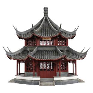 苏州拙政园新中式摆件成品古建筑模型轻奢高档八角亭书房软装饰品