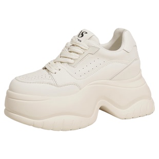 松糕鞋女厚底2025新款配阔腿裤女士冬季加绒真皮小白鞋百搭不累脚