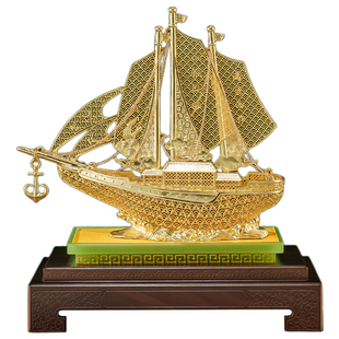 花丝铜一帆风顺帆船摆件领导高档办公室装饰公司乔迁开业礼物贺礼
