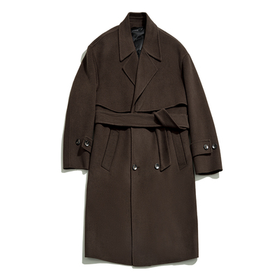 海上公路90白鹅绒内胆羊毛大衣男士秋冬季双面呢休闲复古百搭外套