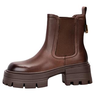 【真皮头层牛皮】星期切尔西靴女款粗跟厚底增高春秋不累脚马丁靴