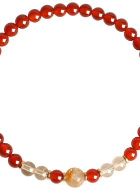 普陀山天然红玛瑙水晶手链情侣