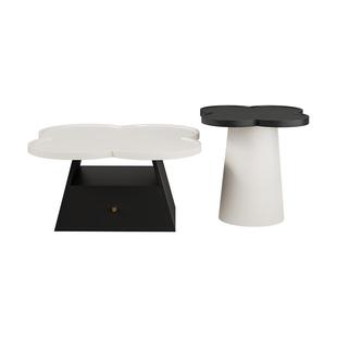 茶几2026新款极简茶台小户型客厅家用轻奢高级感奶油风四叶草茶桌