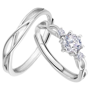 老凤祥同心结情侣对戒925银戒指一对男女小众设计生日礼物送女友