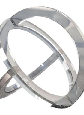 简约几何烟灰水晶圆环艺术摆件