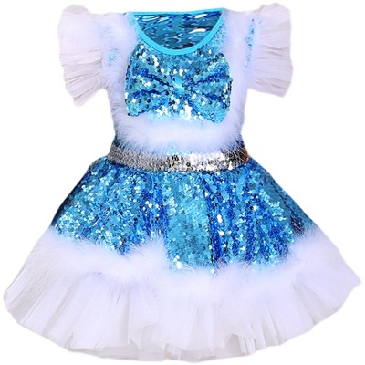 童梦格女童蓬蓬裙亮片绒毛可爱粉