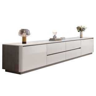 电视柜岩板实木客厅落地50cm高款地柜2026新款轻奢圆角电视机柜子