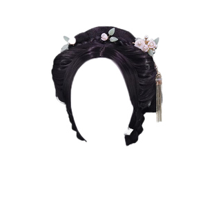 明制古风中分整顶头套式汉服假发套装女全套头古装造型cos假毛