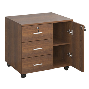 60宽活动柜带抽屉文件柜实木生态板移动柜矮柜带锁储物柜打印机柜