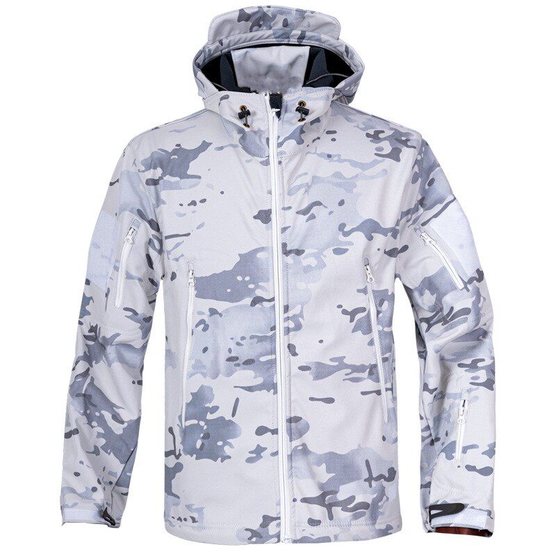 战术滑雪服套装雪地迷彩冲锋衣加绒耐磨防水户外登山服防寒保暖