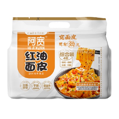 阿宽红油面皮四味免煮非油炸劲道