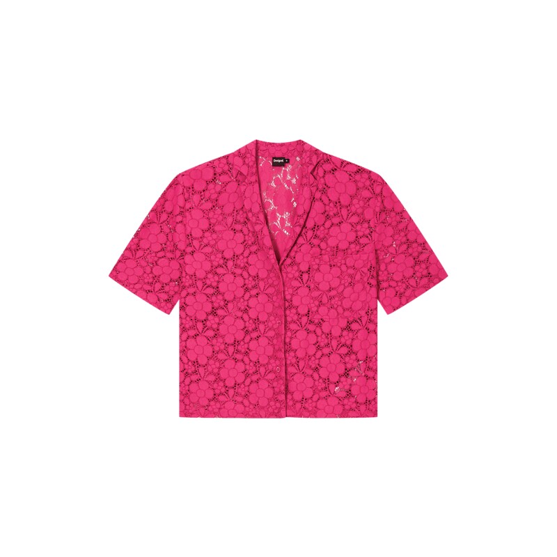 Desigual 蕾丝时尚翻领短袖女士衬衫