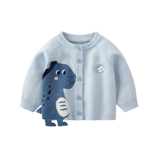 婴儿衣服秋冬男宝宝针织加厚套装冬装男童开衫外套春装分体两件套