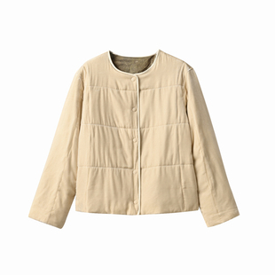 真丝丝绒 可溯源90白鹅绒 女士圆领羽绒服 新中式外套P