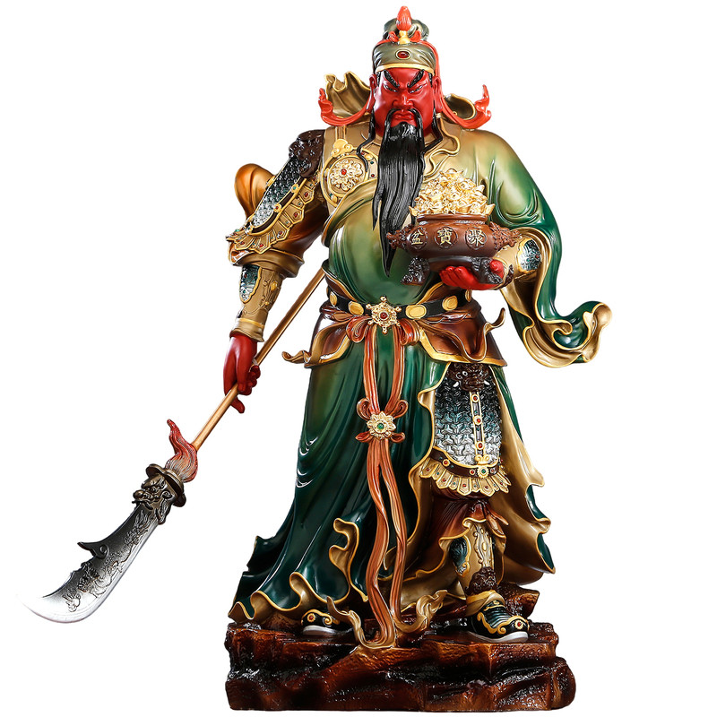 黄铜关公神像供奉武财神招财摆件
