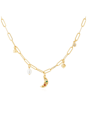 Neverfar月亮彩饰项链