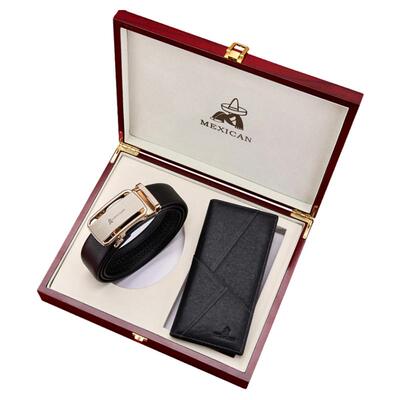 稻草人男士皮带钱包真皮礼盒套装自动扣腰带长款钱夹生日礼物送礼