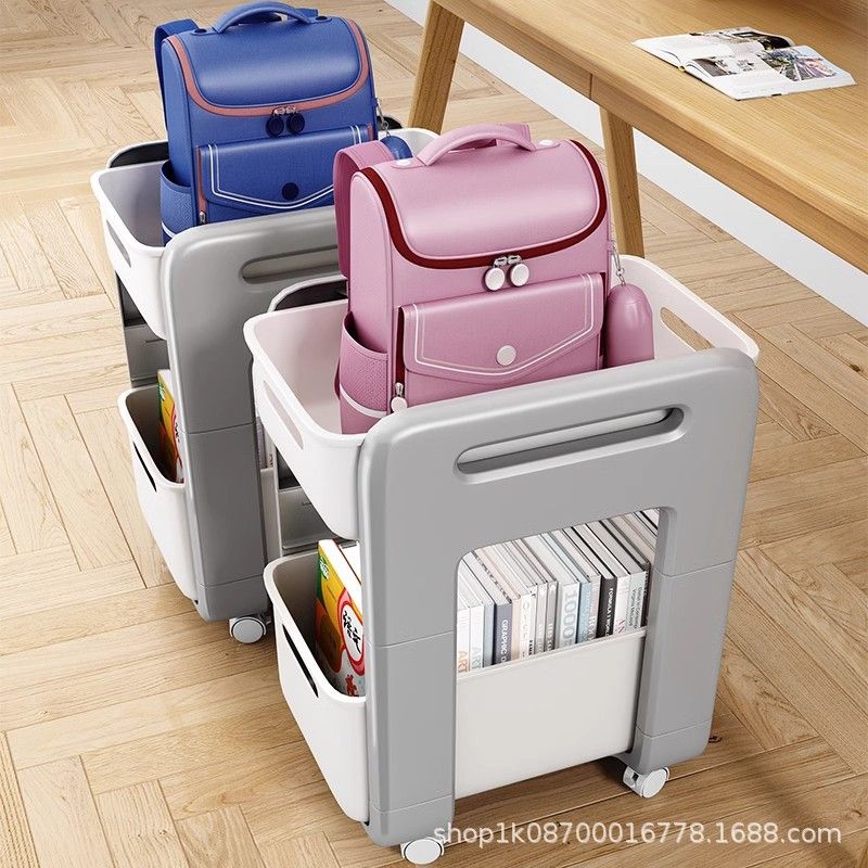 书包置物架可移动小推车书本收纳神器滑轮架书本家用柜面放桌下上