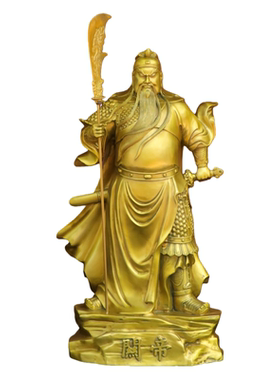 纯黄铜关帝关二爷武财神铜像摆件