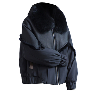 獭兔毛皮草外套女2025冬新韩版狐狸毛领真皮毛一体大衣鹅绒羽绒服