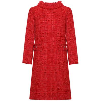 GEGINA吉吉娜圆领小香风连衣裙高雅奢华进口花呢裙子女商场同款