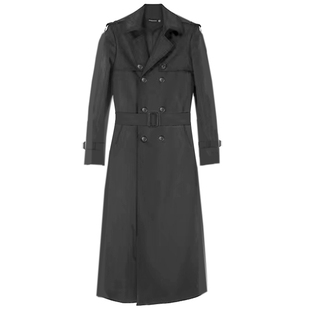 秋冬季加绒加厚男士风衣超长到小腿加肥加大宽松版型外套