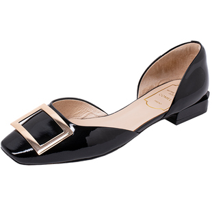 康莉comely低跟浅口单鞋中空方头方扣平底鞋 159元起不定时更新