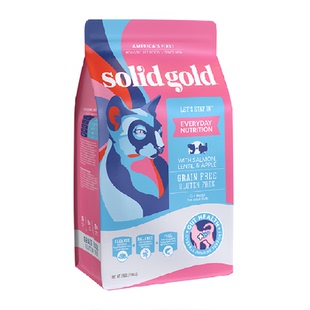 Solid Gold素力高进口成猫幼猫鲜肉美毛三文鱼味猫粮1.36kg