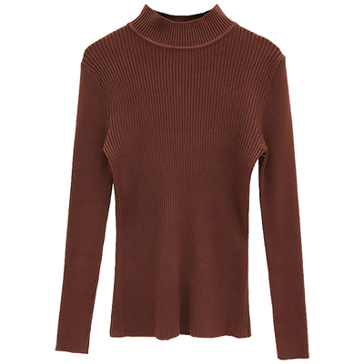 半高领螺纹紧身内搭打底衫