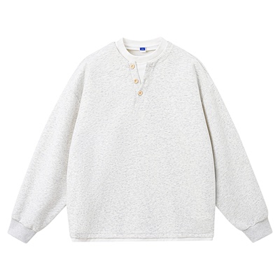 WASSUP假两件灰色长袖卫衣男春秋