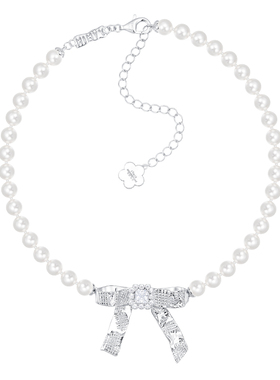 YVMIN尤目 x SHUSHUTONG 锡纸蝴蝶结珍珠项链锁骨链礼物