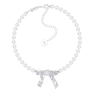 YVMIN尤目 x SHUSHUTONG 锡纸蝴蝶结珍珠项链锁骨链情人节礼物