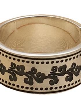 纯银戒指开口平面拉丝亚光S999