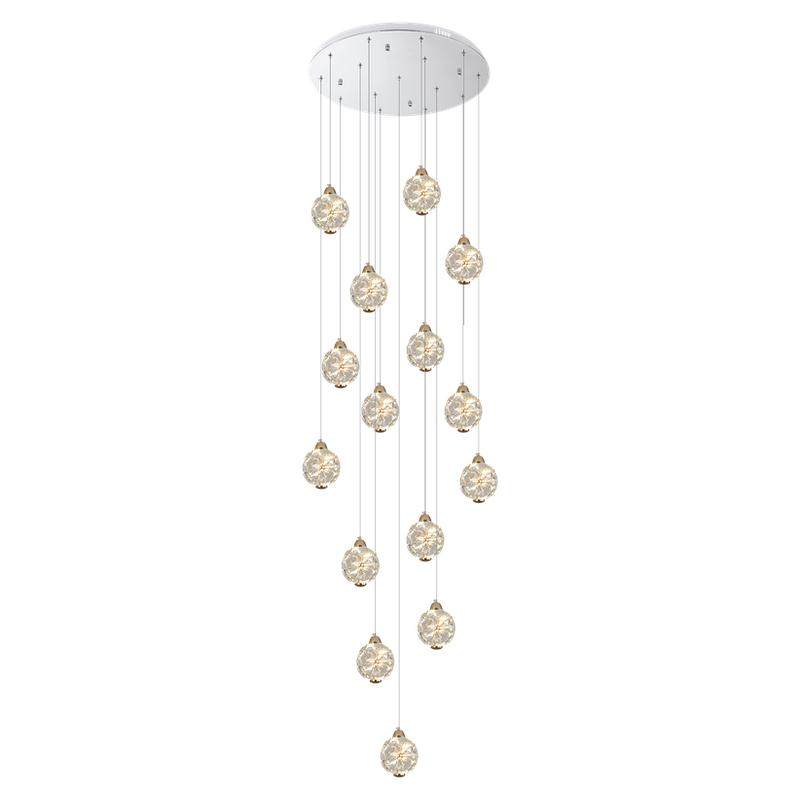 楼梯灯长吊灯花朵水晶灯复式楼现代简约轻奢别墅loft公寓客厅吊灯