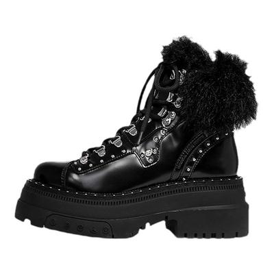 BLOCCO5金属毛毛时尚中筒靴