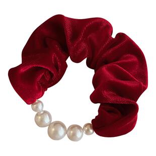 新年头饰丝绒本命年红色发饰大肠发圈女高级感扎头绳过年皮筋发绳