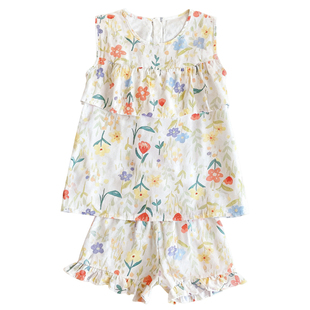 防凸点睡衣女款2026夏季新款棉绸背心短裤套装人造绵家居服免胸垫