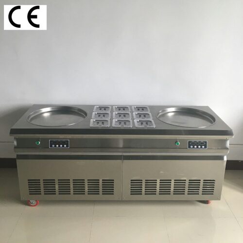 智能双圆锅带9桶炒冰炒冰淇淋卷机泰式炒酸奶机Fried ice machine