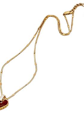 红色双面贝壳爱心吊坠项链配饰