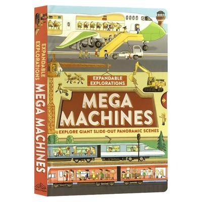 Expandable Explorations Mega Machines 巨型机器 立体翻翻页 可拉伸机关 折叠式场景 机械原理 少儿课外读物 6-9岁 英文原版进口