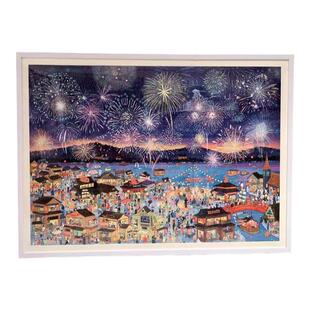 拼图框实木相框花火夜游2000片96x68cm专用框架挂墙可定制