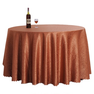 酒店圆桌桌布酒楼饭店餐厅台布长方形圆形餐桌布布艺勾花红色桌布