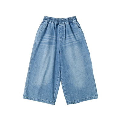 蓝汽水男童美式复古牛仔七分裤