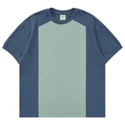 极简风拼色插肩袖打底tee体恤衫