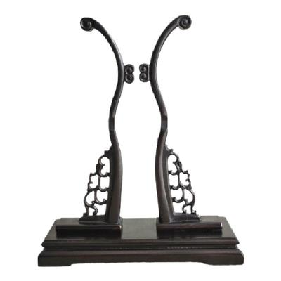 苏州底座黑檀木中式雕刻团扇底座