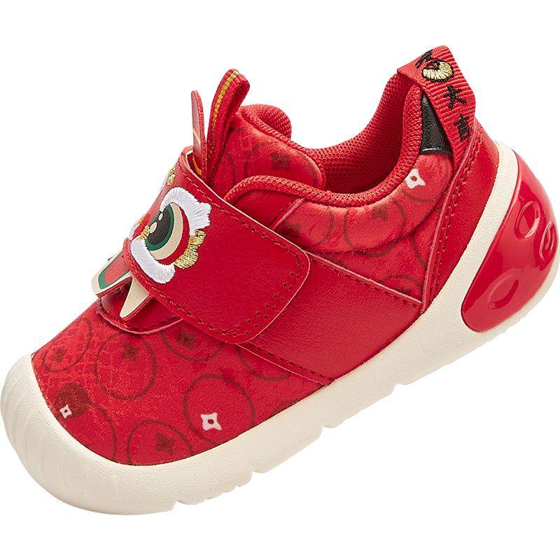 【balaOne】巴拉巴拉宝宝学步鞋新年红色鞋子秋冬2026新款婴儿鞋