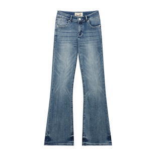 橘子树在哪儿复古中腰喇叭牛仔裤女夏薄款设计感修身显瘦马蹄裤子
