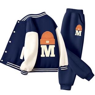 拉夏贝尔男童套装春秋潮帅气时髦2026新款棒球服外套儿童春装衣服